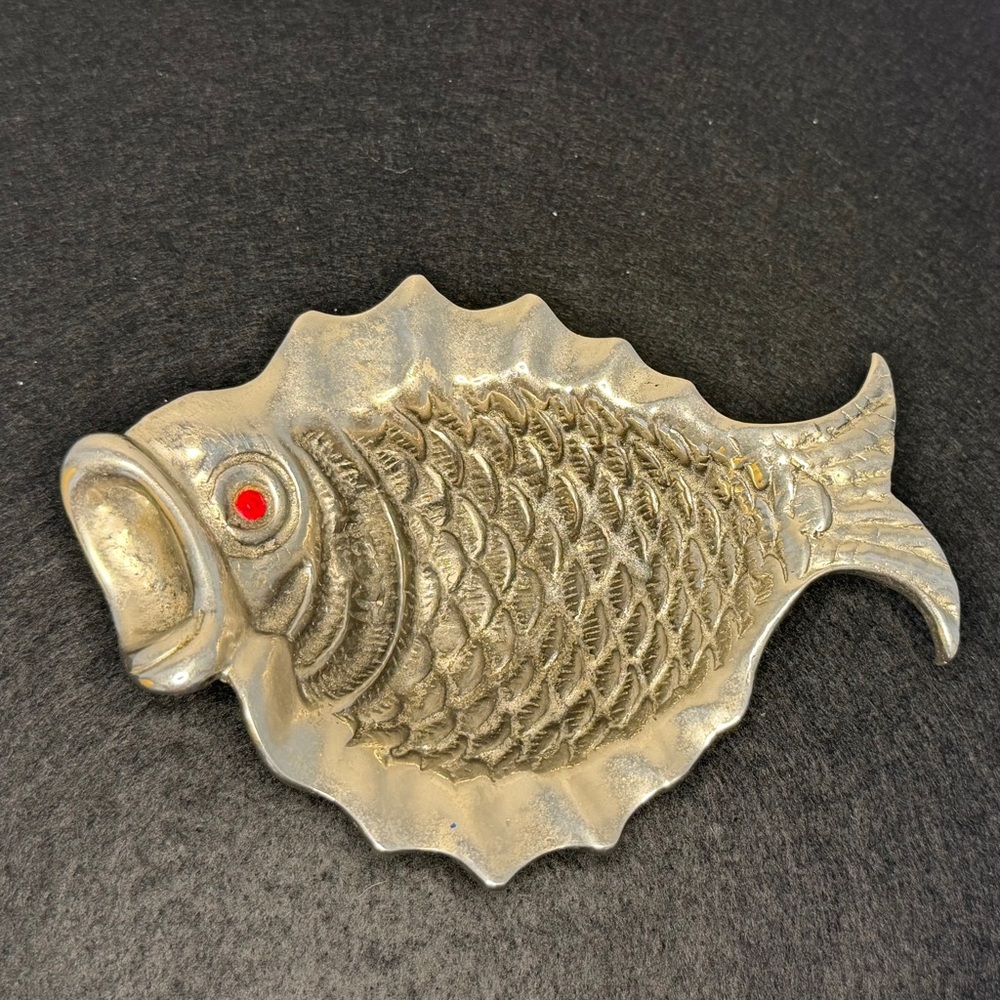 French Bronze Fish-Shaped Ashtray Vintage 1960s